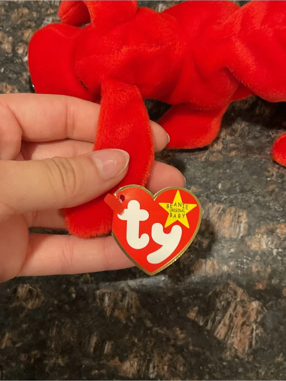 Ty Red Plush Dog Beanie Baby